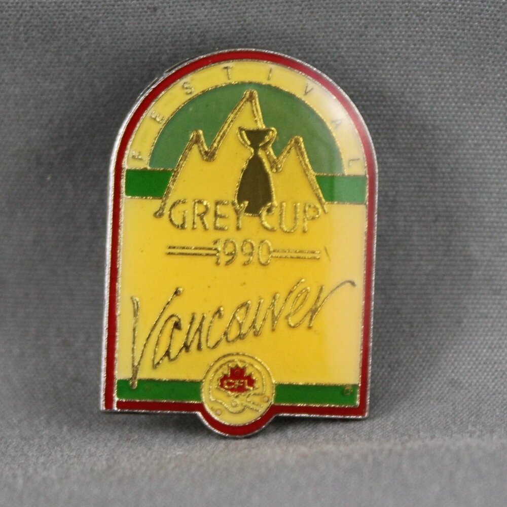 Vintage CFL PIn - Grey Cup 1990 Event Logo - Inlaid Pin